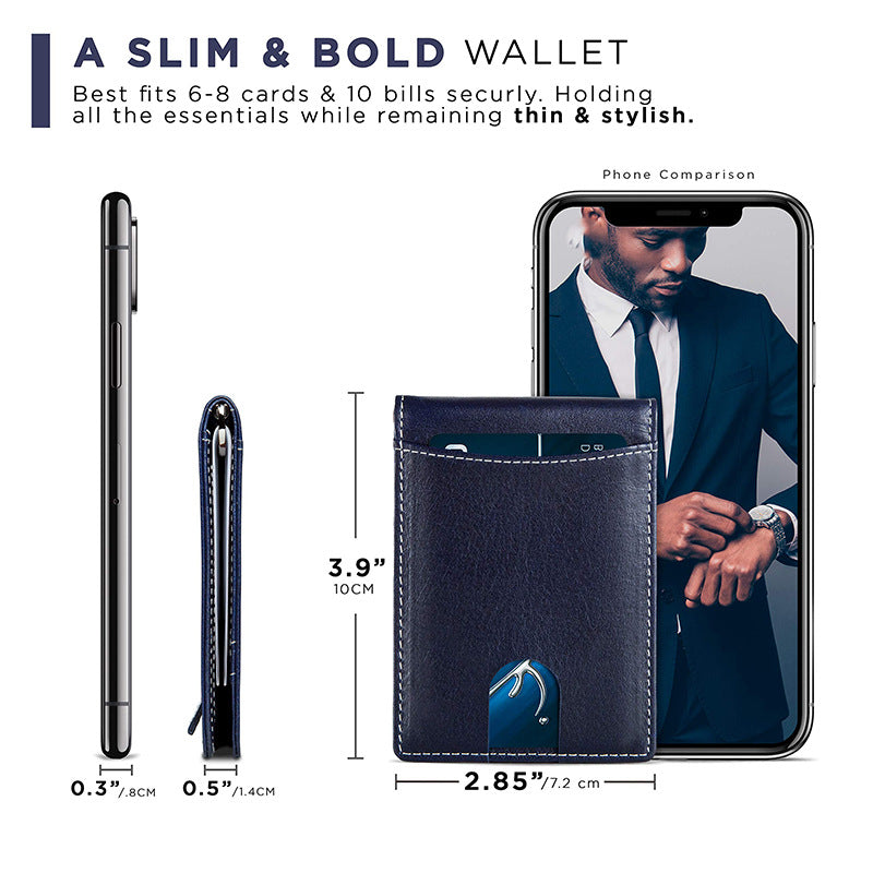 Men's Solid Color Certificate Beauty Gold Clip Business Genuine Men's Wallet