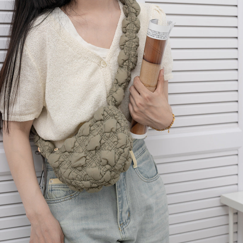 Pleated Cloud Niche Bubble Korean Style Down Shoulder Bags