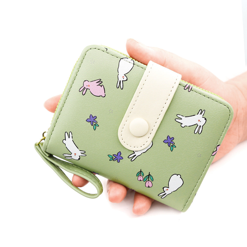 Women's Cute Rabbit Print Short Organ Hasp Document Ladies Wallet