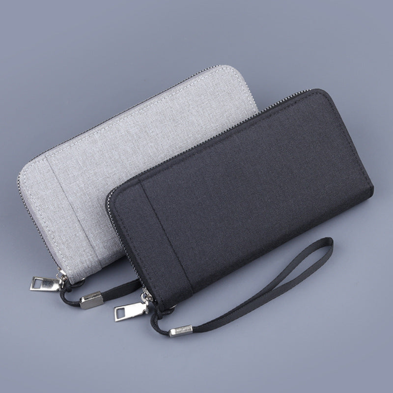 Men's Canvas Long Clutch Zipper Mobile Large Men's Wallets