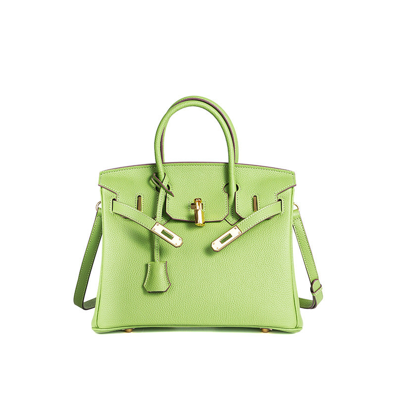 Women's Line First Layer Cowhide Handmade Litchi Grain Handbags