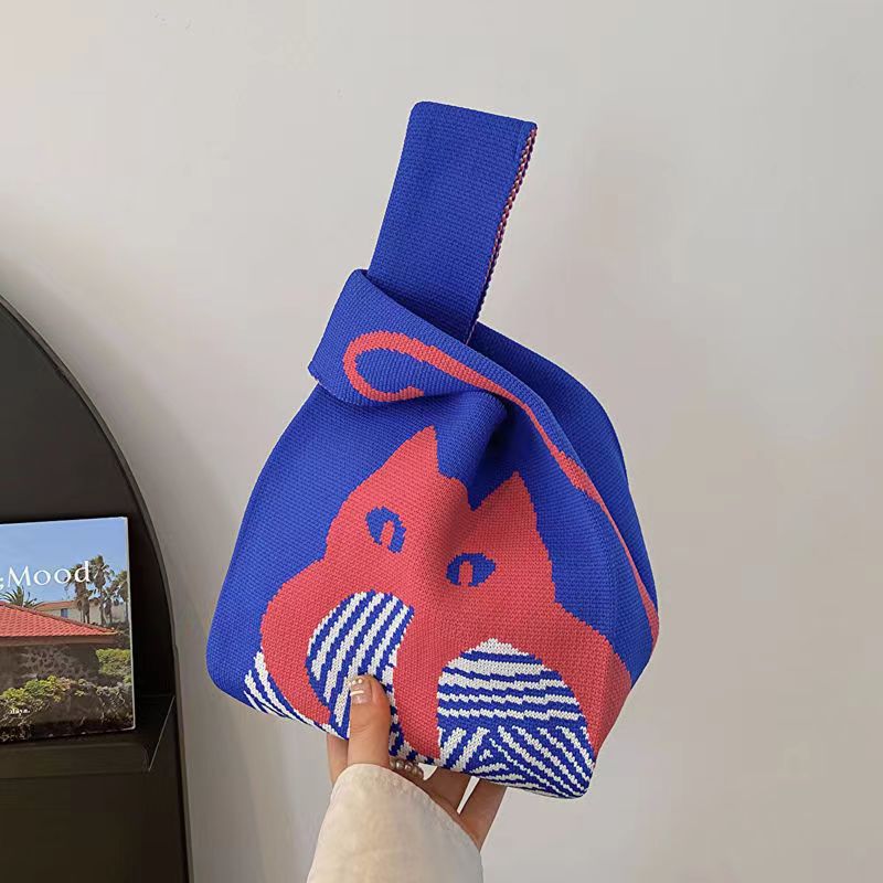 Women's Cute Panda Knitted Wool Version Hand Carrying Handbags