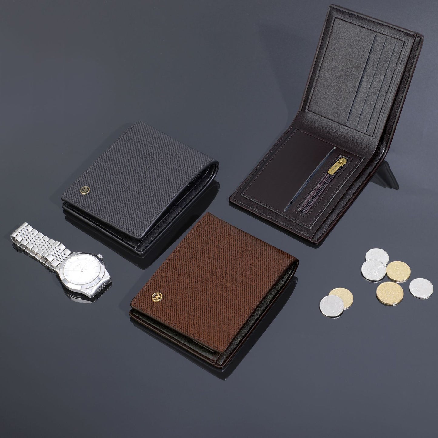 Men's Slouchy Short Flat Twill Multifunctional Men's Wallets