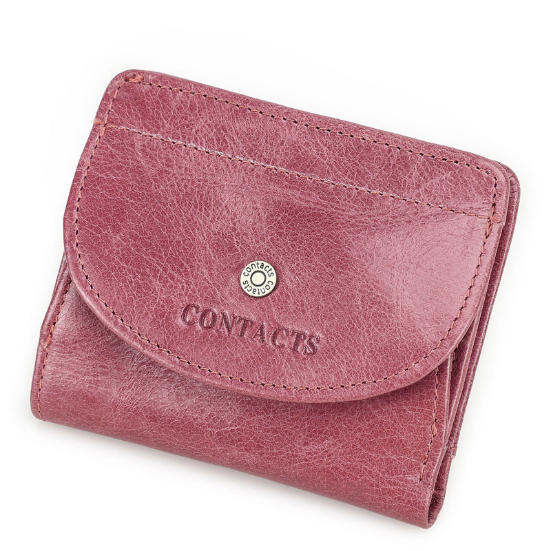 Women's Black Angel Fashion Top Layer Cowhide Card Holder