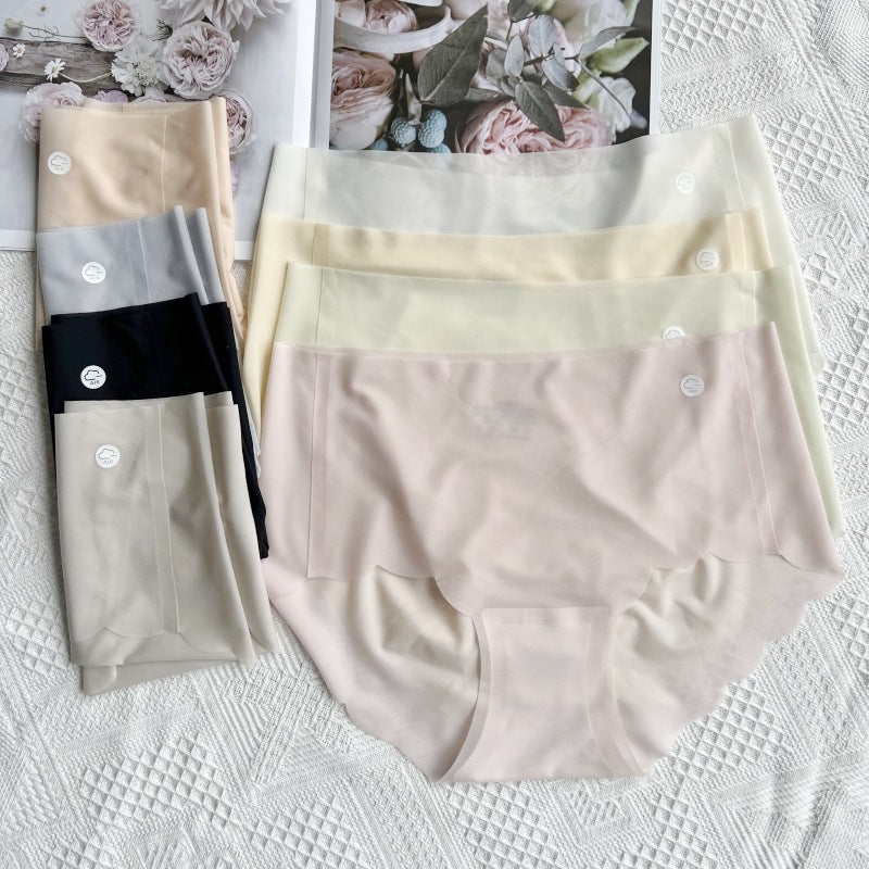 One-piece Ice Silk Underwear Ladies Mid Panties