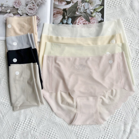 One-piece Ice Silk Underwear Ladies Mid Panties