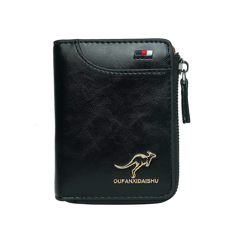 Men's Short Vintage Zipper Fashion Certificate Cash Men's Wallets