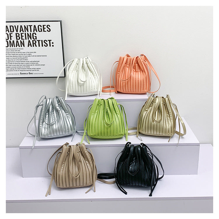 Korean Style Personalized Pleated Minority Design Bucket Bags