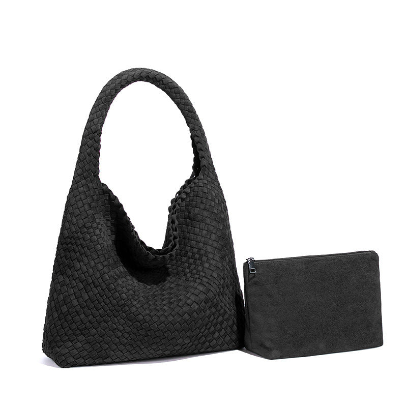 Women's Handmade Woven Idle Style Single Underarm Bucket Bags