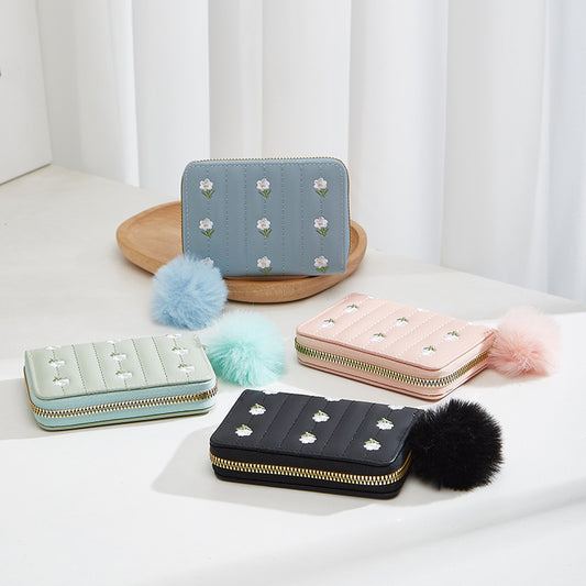 Casual Mini Embroidered Live Streaming Benefits Ladies Wallets
