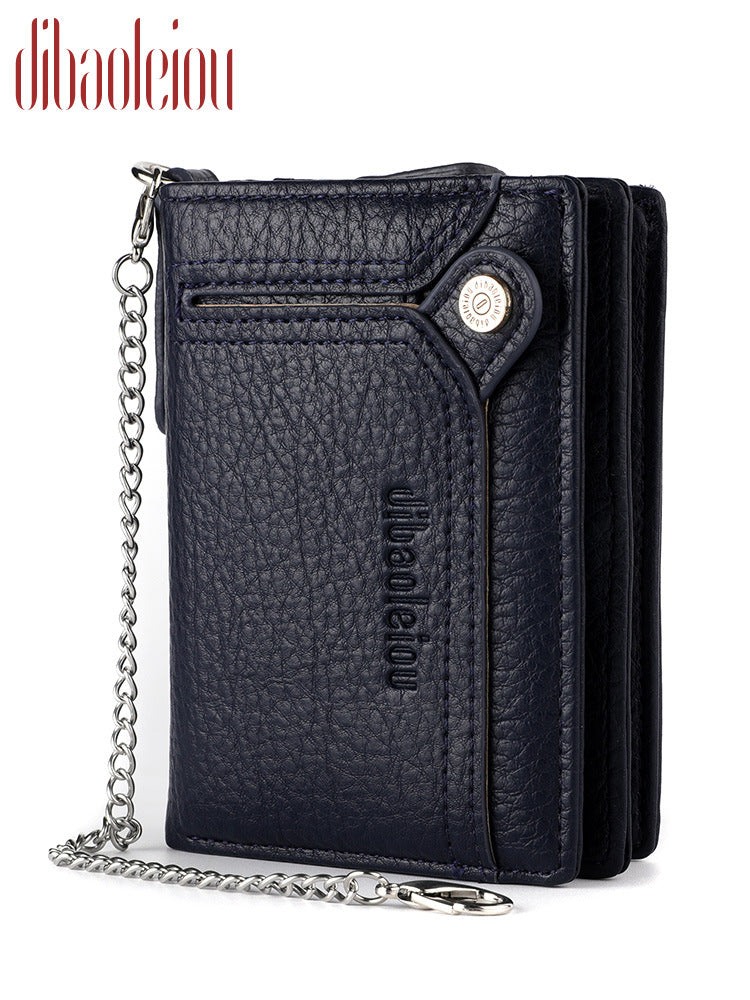 Men's Chain Retro Driving License Zipper Men's Wallets