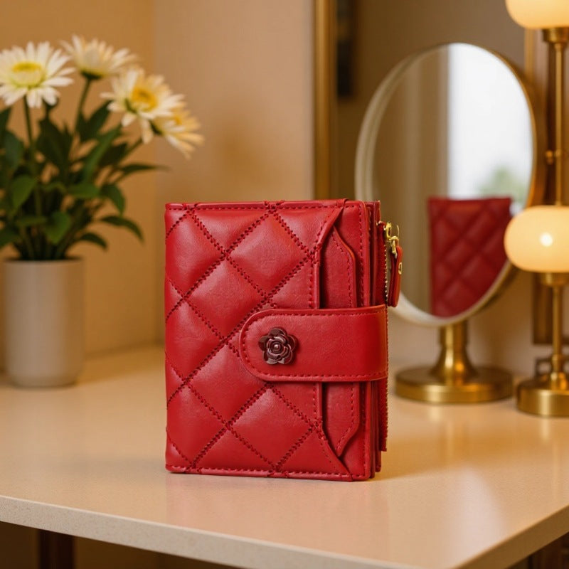 Women's Korean Style Multiple Slots Zipper Vertical Driving Purses