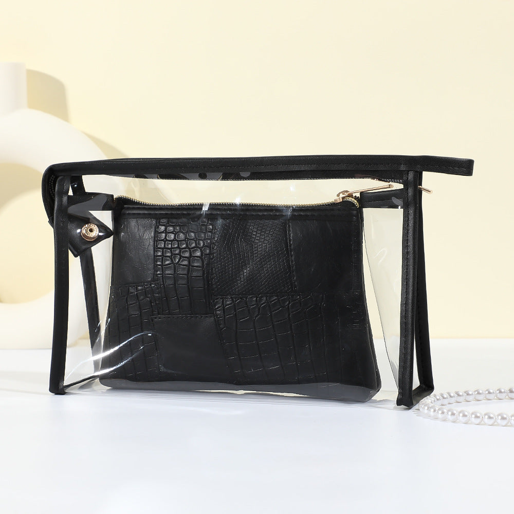 Women's Simple Crocodile Pattern High-grade Large Capacity Storage Waterproof Portable Cosmetic Bags