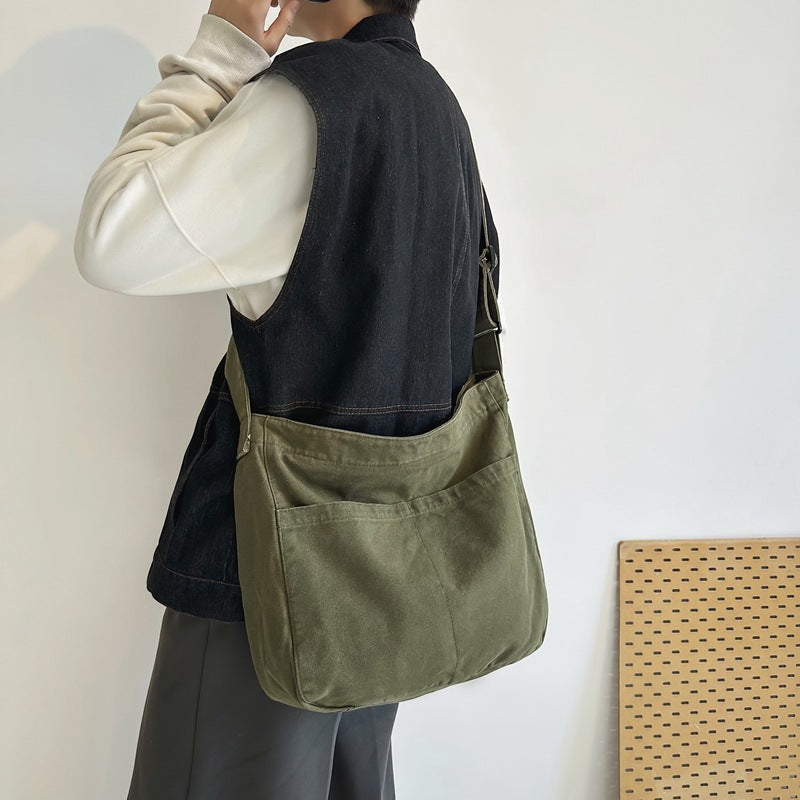 Washed Canvas Simple Retro Female College Bags