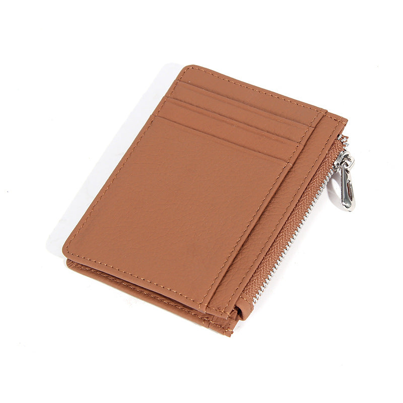 Women's & Men's & Leather Cowhide Solid-color Thin Section Card Holder