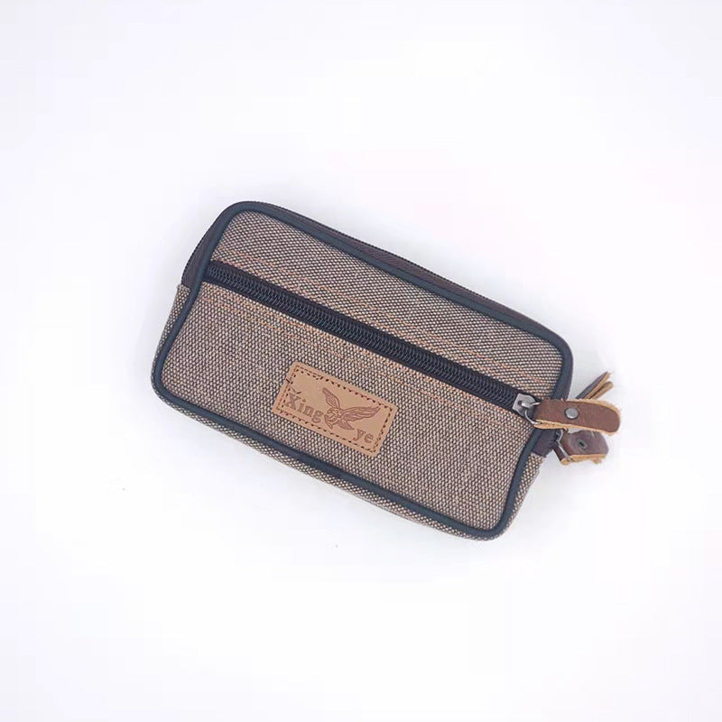 Men's Canvas Horizontal Vertical Wrist Hanging Mobile Men's Waist Packs