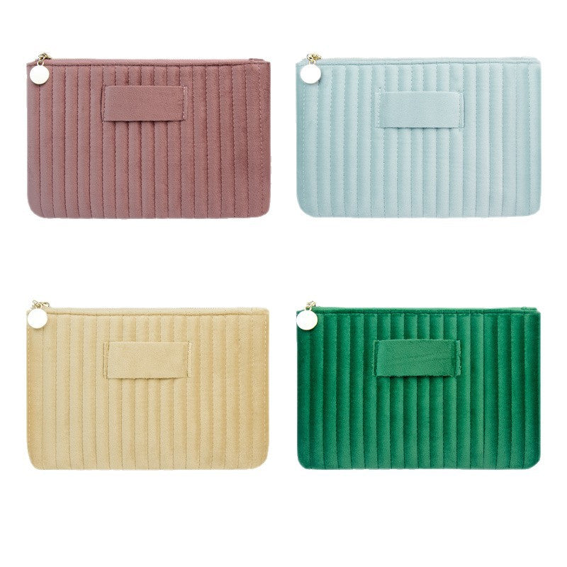 Women's Quilted Vertical Stripes Suede Clutch High-grade Sundries Bags