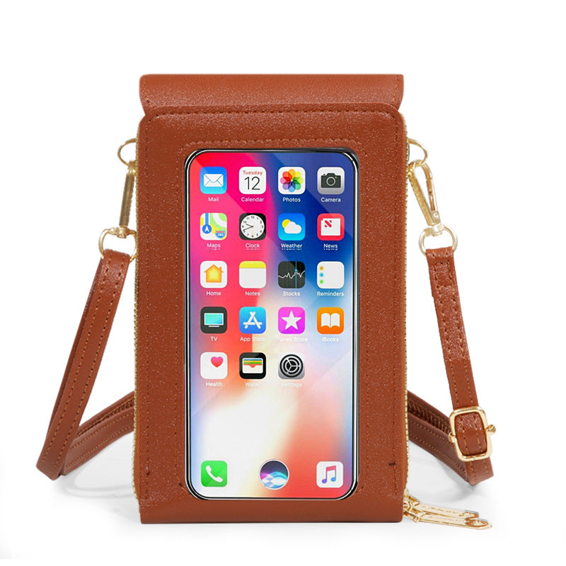 Women's Fashionable Leather Touch Screen Mobile Retro Solid Bags