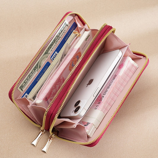 Women's Long Double Layer Zipper Fashion Bow Ladies Wallets