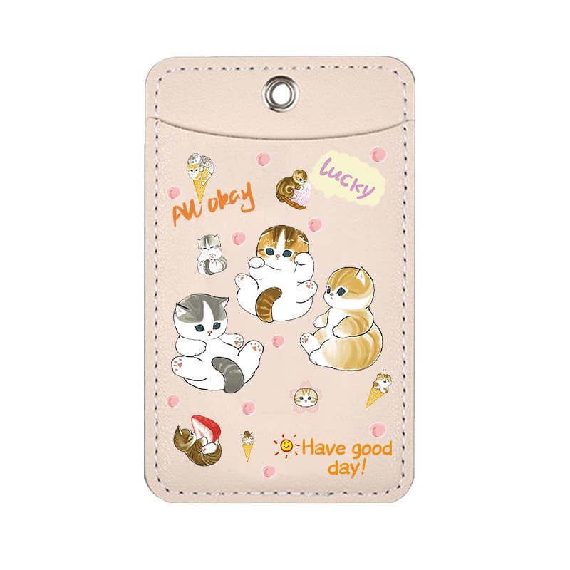 Leather Double Meal Badge Bus Pass Protective Card Holder