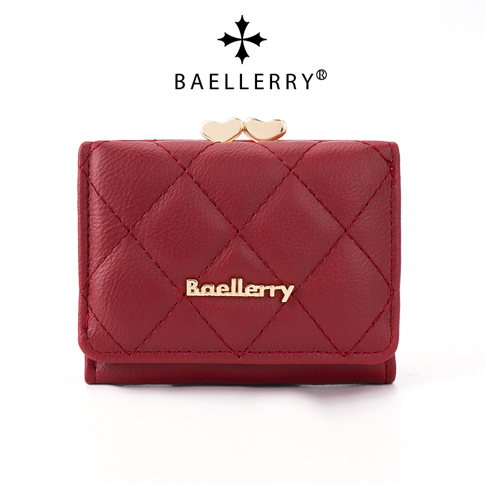 Women's Short Korean Style Fashion Trifold Purses