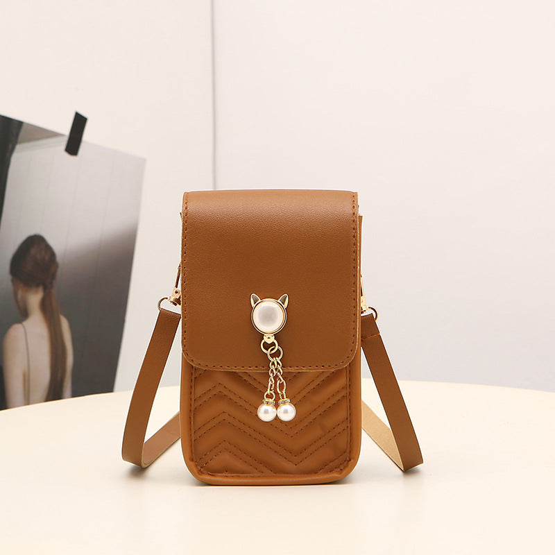 Glamorous Women's Mobile Pearl Mini Diamond Women's Messenger Bag
