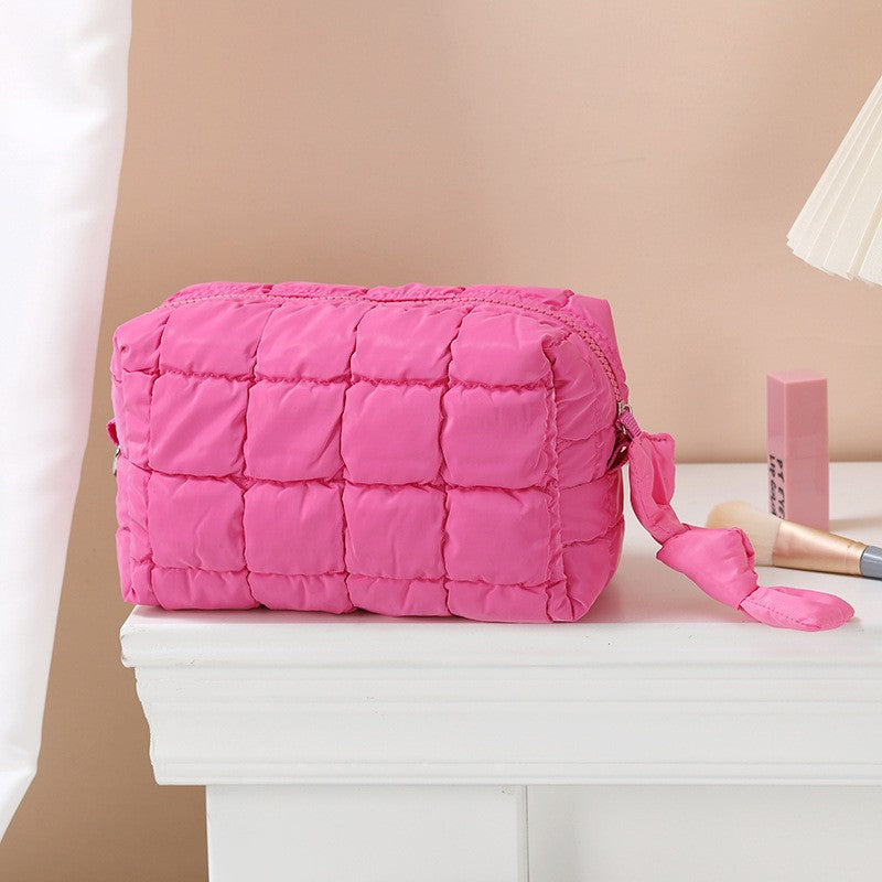 Embroidered White Storage Space Cotton Jacket Makeup Bag