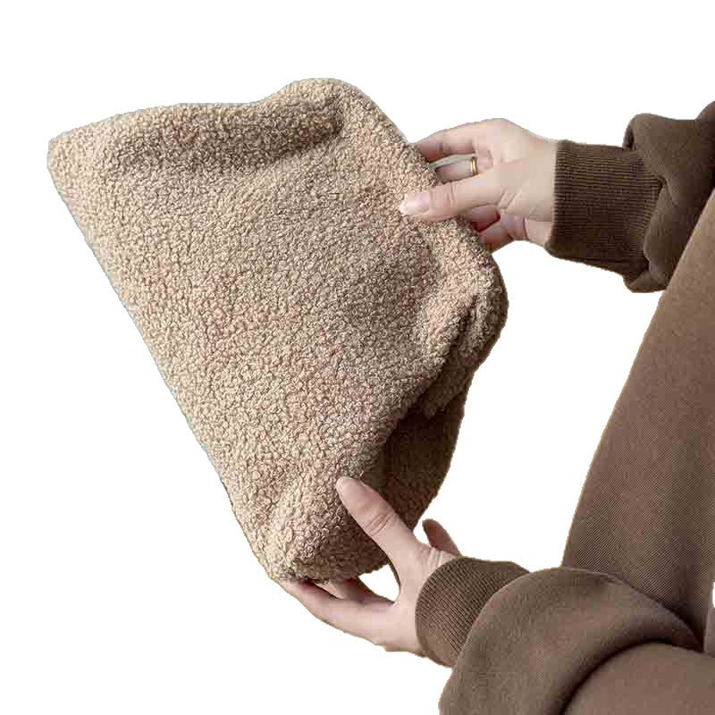 Soft Teddy Plush Toiletry Zipper Powder Cosmetic Bags