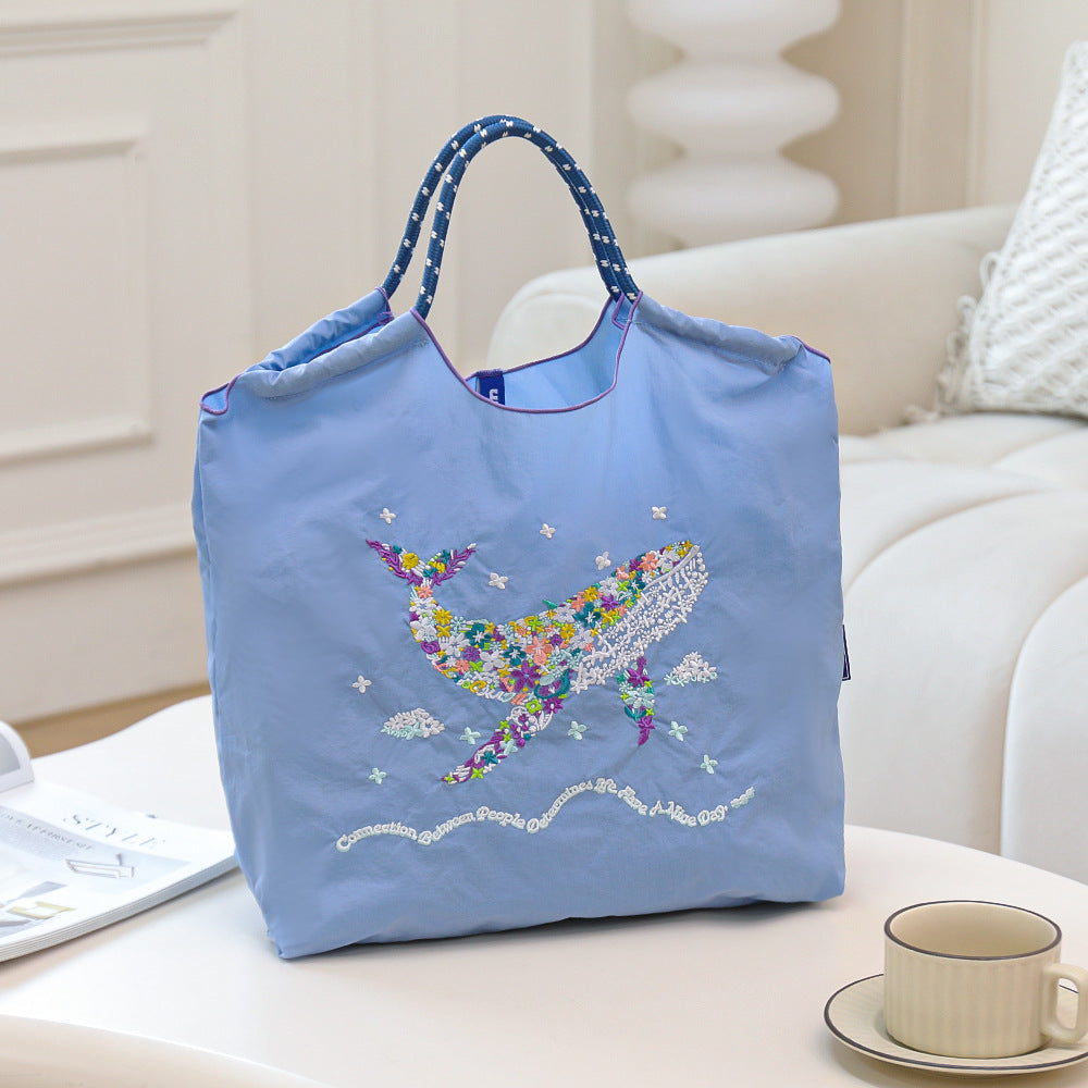 Nylon Embroidered Fashion Niche Large Capacity Women's Shoulder Bag