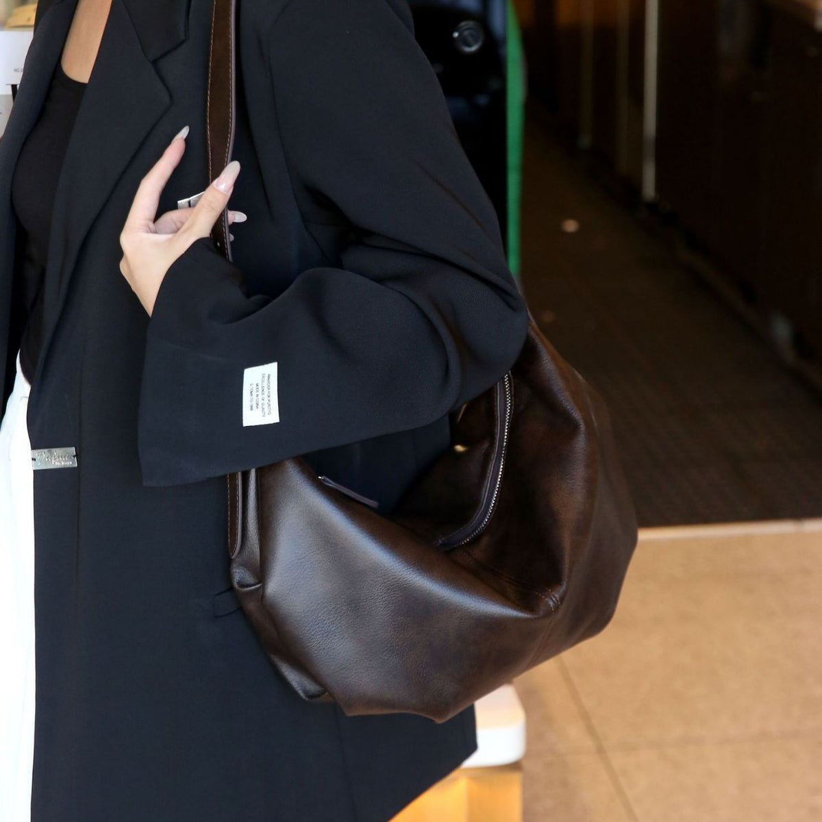 Women's Layer Leather Underarm Fashion Elegant Practical Shell Solid Color Bags