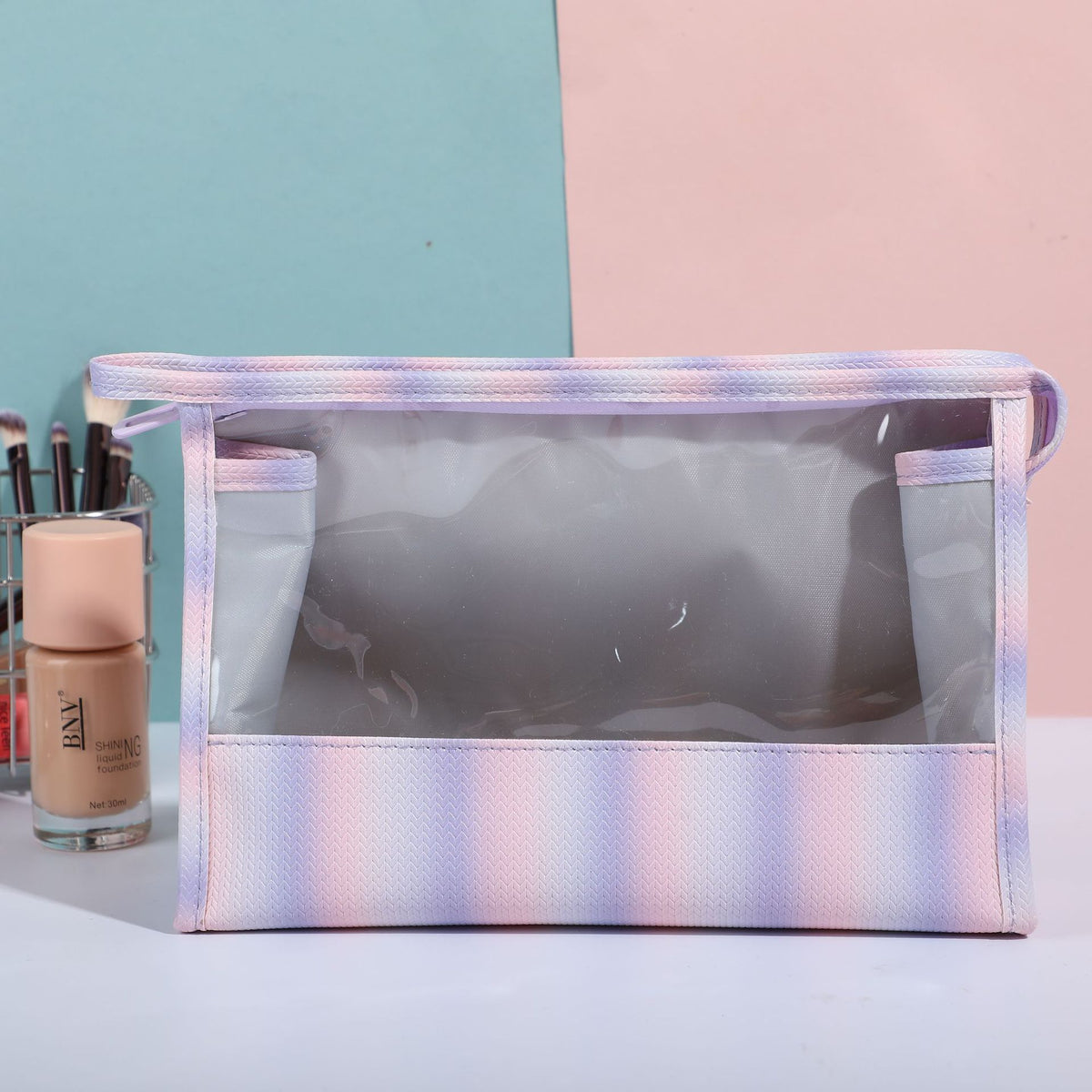 Transparent Striped Rainbow Portable Storage Wash Bags