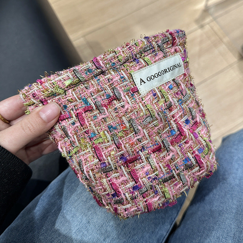 Sense Classic Style Clutch Woven Bright Silk Sanitary Makeup Bag
