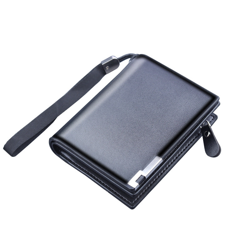 Men's Short Zipper Large Capacity Trifold One-piece Men's Wallets