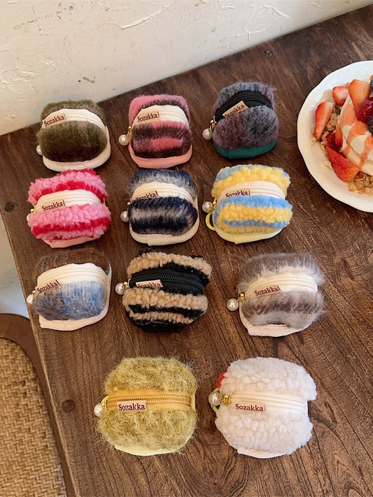 Cute Plush Woolen Soft Cloth Shell Cosmetic Bags