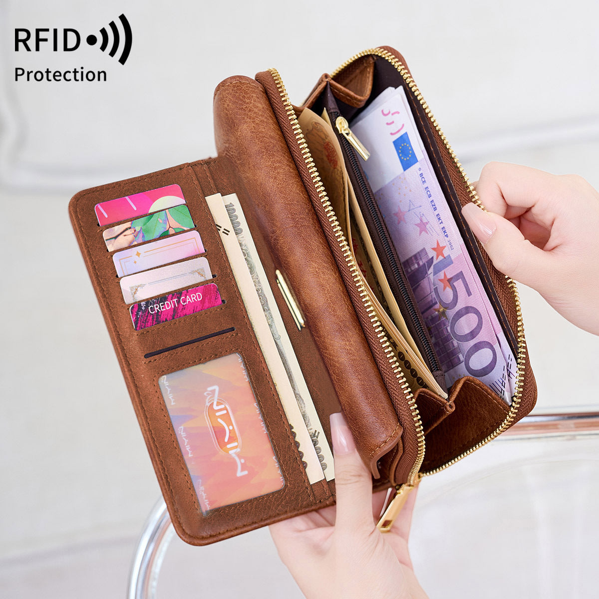 Classic Unique Women's Retro Portable Long Handbags