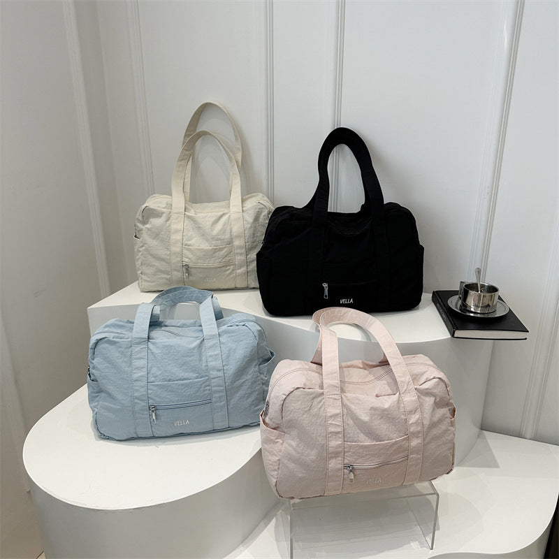 Simple Solid Color Tooling Style Leisure Large Women's Shoulder Bag