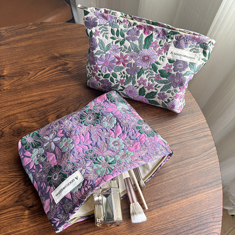 Classy Purple Flower Carrying Fabric Toiletry Bags