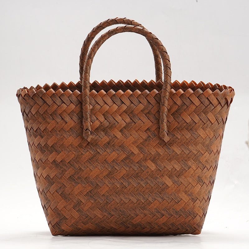 Large Capacity Hand-woven Fashionable Woven Vegetable Basket Retro Handbags