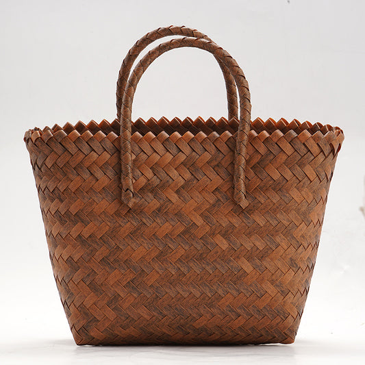 Large Capacity Hand-woven Fashionable Woven Vegetable Basket Retro Handbags