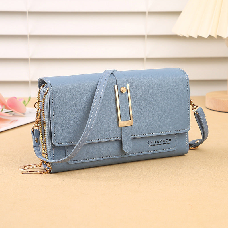 Women's Korean Stylish Versatile Zipper Solid Color Shoulder Bags