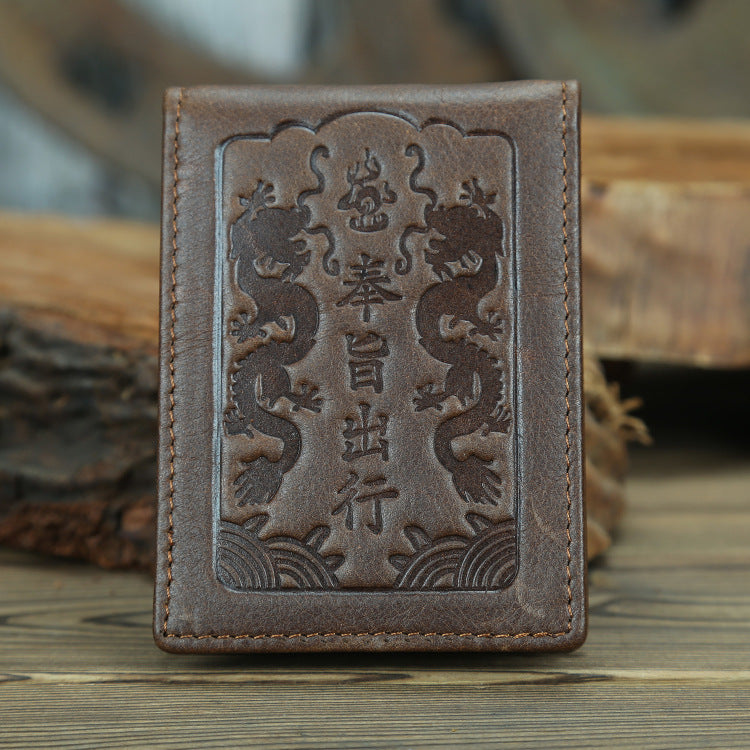 Vintage Distressed Oily First Layer Cowhide Card Holder