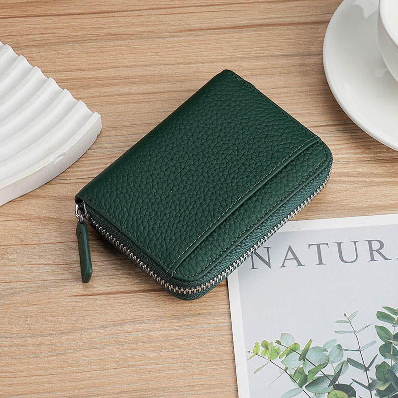 Women's & Men's & Multifunctional Leather Organ Clamp Cowhide Card Holder