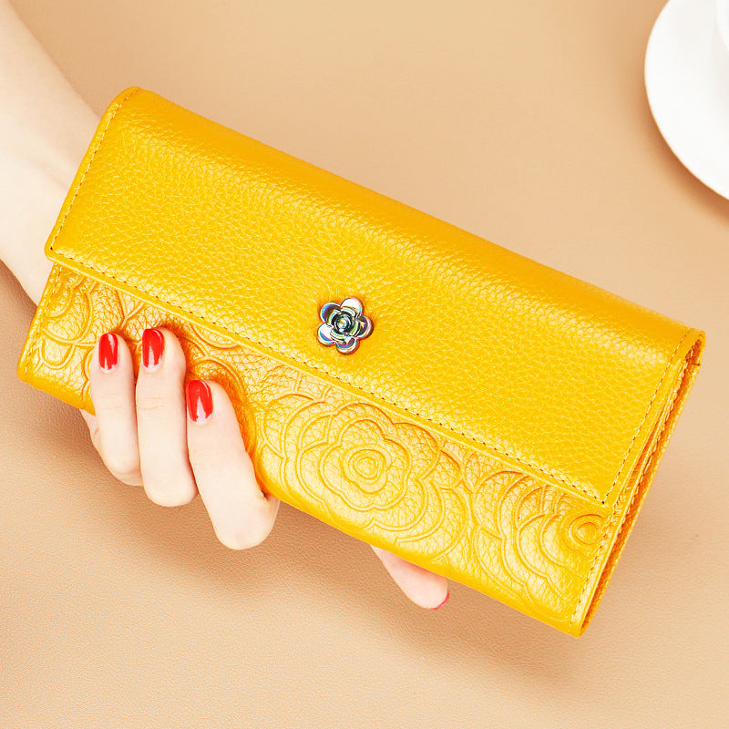 Female Long Genuine Leather Pure First Ladies Wallet