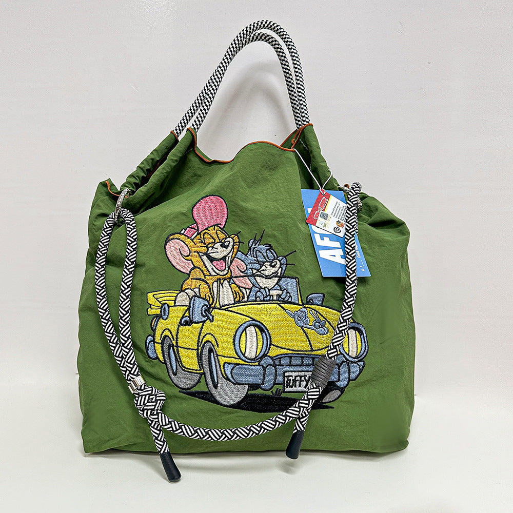 Authorized Embroidered Shopping Female Cartoon Fashion Portable Shoulder Bags