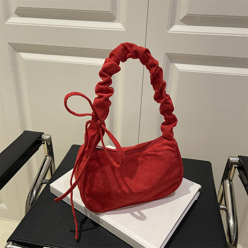Women's Color Simple Suede Elegant Underarm Crescent Women's Shoulder Bag