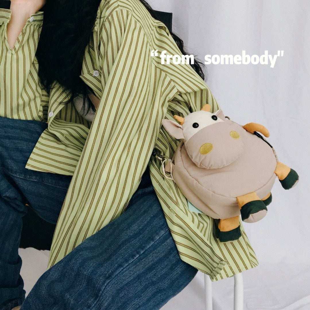 Tricolor Patch Yuan Ye Calf Female Plush Women's Messenger Bag