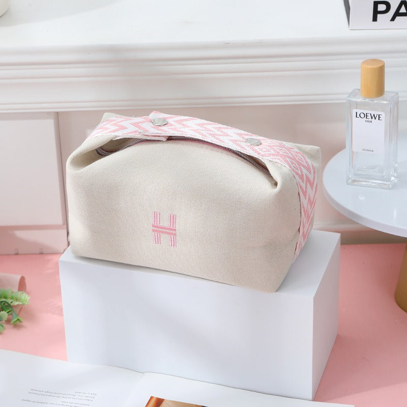 Women's Home Lunch Box Toiletry Canvas Portable Cosmetics Makeup Bag