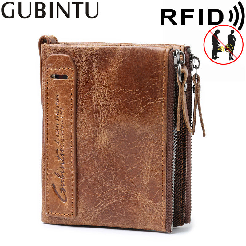 Men's Genuine Leather Enterprise Crazy Horse Double Men's Wallets