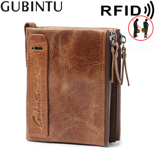 Men's Genuine Leather Enterprise Crazy Horse Double Men's Wallets