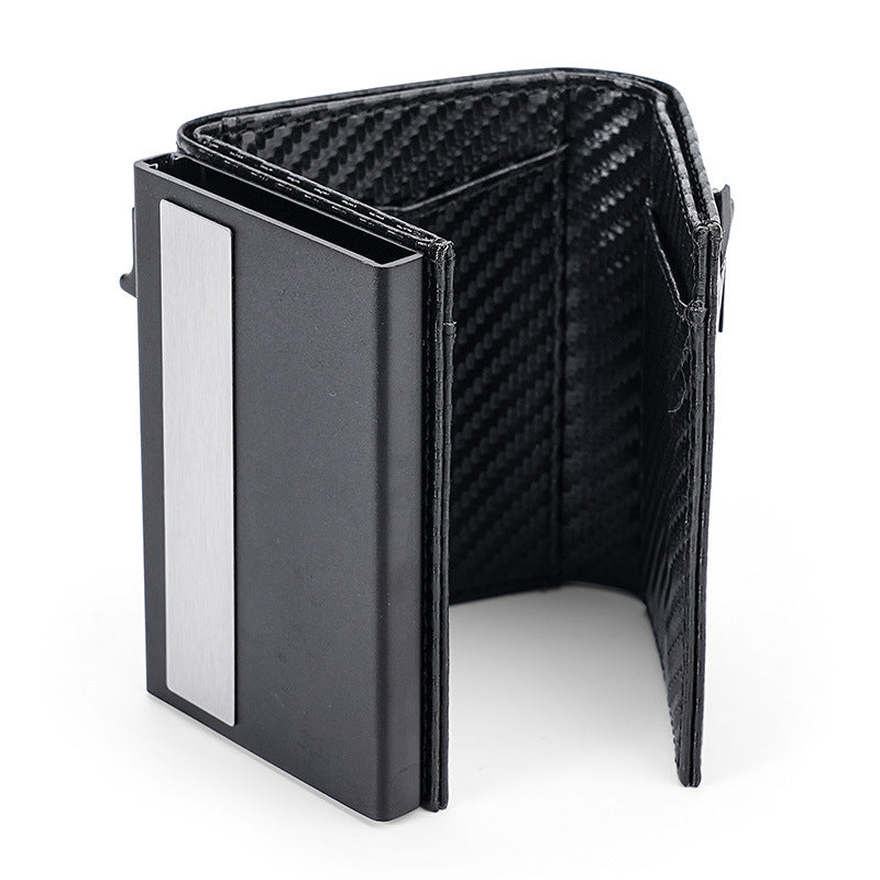 Fiber Pattern Automatic Pop-up Male Positioning Tracker Magnetic Card Holder